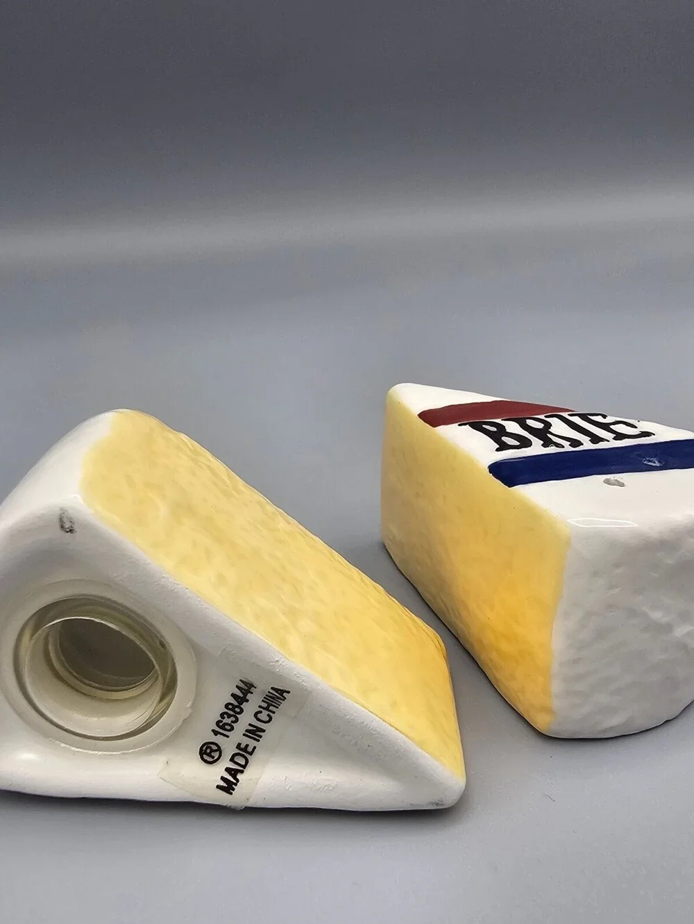 Ceramic Brie Cheese Salt and Pepper Shakers Set